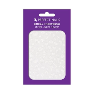 Perfect Nails Körömmatrica - Fehér virágok