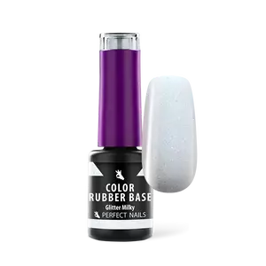 Perfect Nails Color Rubber Base Gel - Színezett Alapzselé 4ml - Glitter Milky