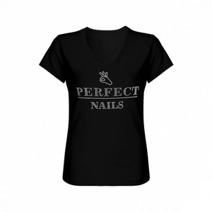 Perfect Nails Póló Fekete strasszal XXL