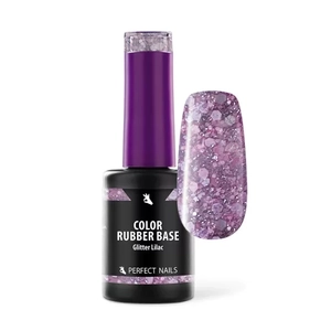 Perfect Nails Color Rubber Base Gel - Színezett Alapzselé 8ml - Glitter Lilac