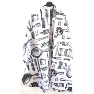 Hajvágó kendő kapcsos 140x160cm fehér-fekete mintás 