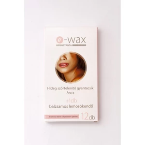 E-wax hideg Szőrtelenítő gyantacsík arcra 6×2db +1db gyantázás utáni törlőkendő E-wax hideg Szőrtelenítő gyantacsík arcra 6×2db +1db gyantázás utáni törlőkendő
