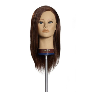 L'Image Nicola modellező babafej 35cm természetes sötétszőke hajjal