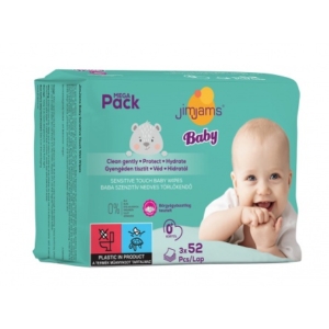 JimJams Baby nedves popsitörlőkendő multipack - illatmentes 3x52db