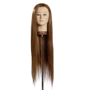 L'Image Angelina modellező babafej 70cm természetes sötétszőke hajjal