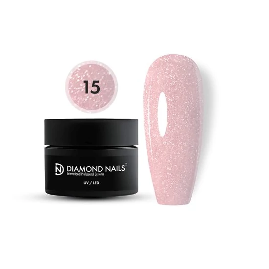 Diamond Nails Polygel 15 - Cover Shine (Rózsaszín csillámos) - 50g - HEMA-mentes
