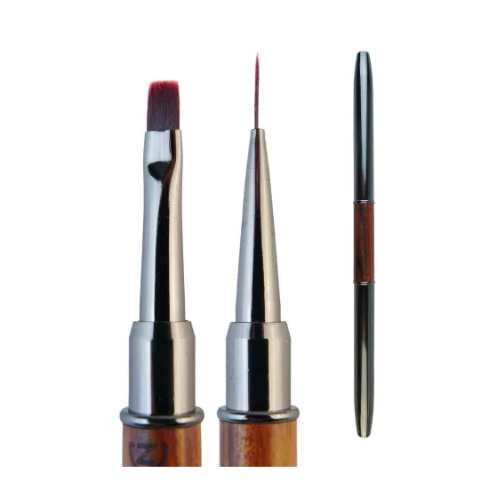 Diamond Nails zselés (4-es) és díszítő (2-es) ecset - barna, egyenes