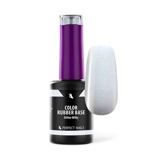Perfect Nails Color Rubber Base Gel - Színezett Alapzselé 8ml - Glitter Milky