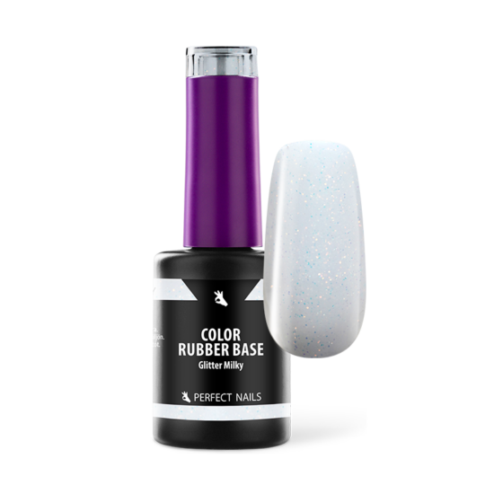 Perfect Nails Color Rubber Base Gel - Színezett Alapzselé 8ml - Glitter Milky