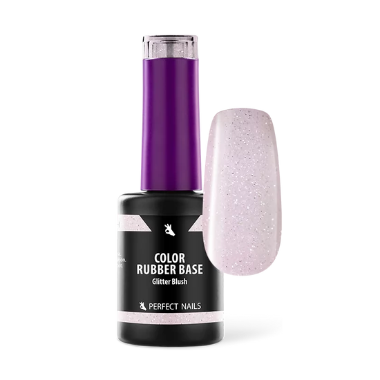 Perfect Nails Color Rubber Base Gel - Színezett Alapzselé 8ml - Glitter Blush
