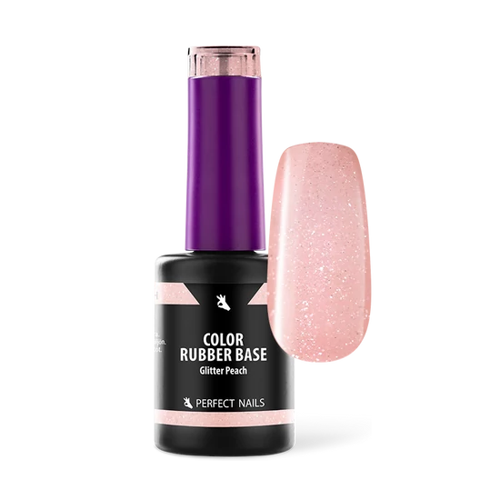 Perfect Nails Color Rubber Base Gel - Színezett Alapzselé 8ml - Glitter Peach