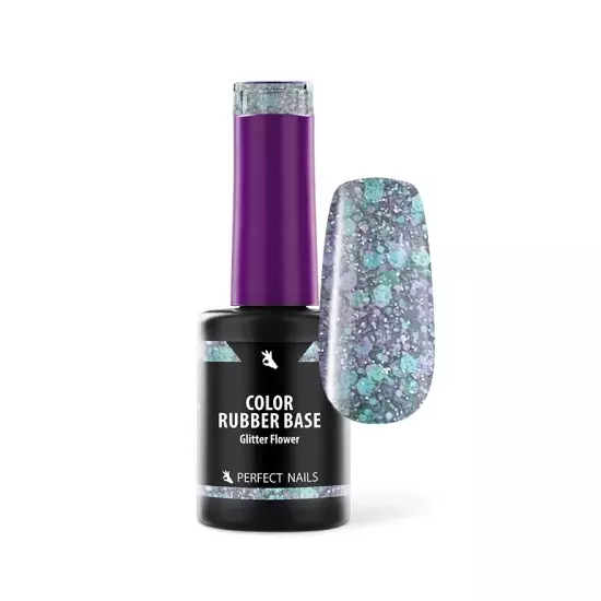 Perfect Nails Color Rubber Base Gel - Színezett Alapzselé 8ml - Glitter Flower