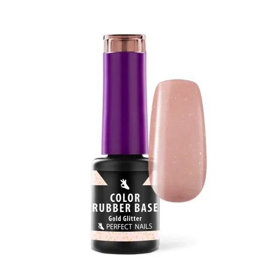 Perfect Nails Color Rubber Base Gel - Színezett Alapzselé 4ml - Gold Glitter