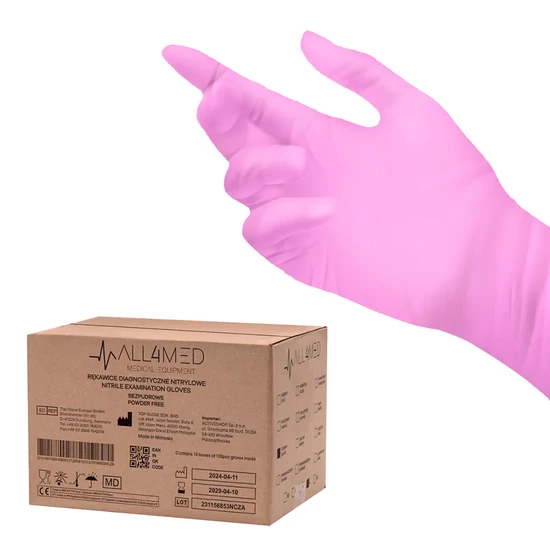Nitril kesztyű PINK - M  10 x 100db - karton