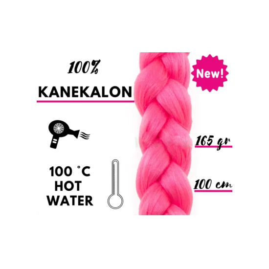 Afro szintetikus 100% kanekalon haj 165g - pink