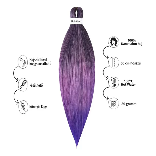 Afro Ombre 4 szintetikus haj 80g szürkés pink-lila