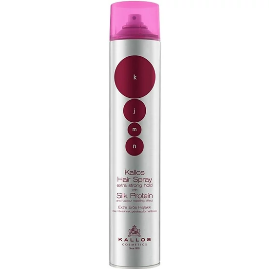 Kallos KJMN extra erős hajlakk silk proteinnel, párataszító hatással 750ml