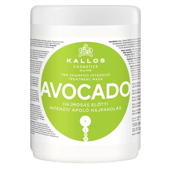 Kallos KJMN Avokádó hajmosás előtti intenzív ápoló hajpakolás 1000ml