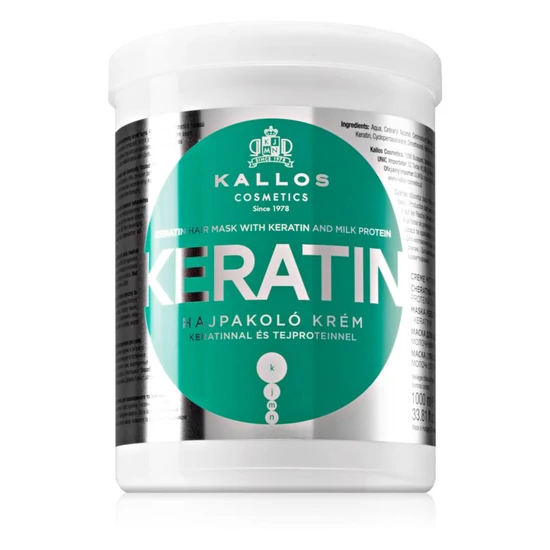 Kallos KJMN Keratin hajpakolás töredezett, kémiailag kezelt hajra 1000ml