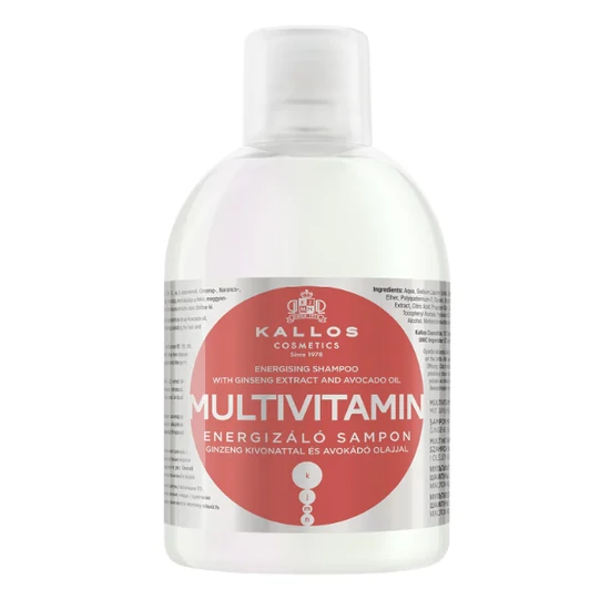Kallos KJMN Multivitamin Energizáló Sampon Ginzeng kivonattal és Avokádó olajjal 1000ml