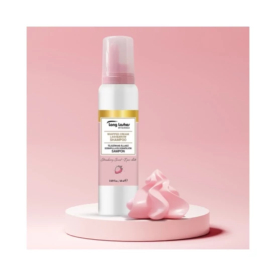 Long Lashes tejszínhab állagú szempilla-és szemöldök sampon - Eper illatú 100ml
