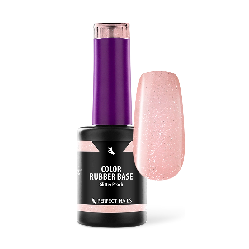 Perfect Nails Color Rubber Base Gel - Színezett Alapzselé 8ml - Glitter Peach