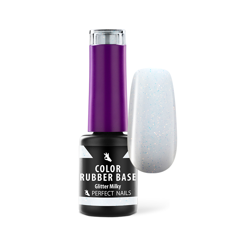 Perfect Nails Color Rubber Base Gel - Színezett Alapzselé 4ml - Glitter Milky