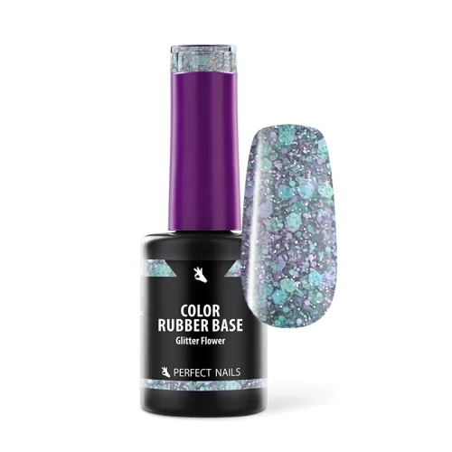 Perfect Nails Color Rubber Base Gel - Színezett Alapzselé 8ml - Glitter Flower