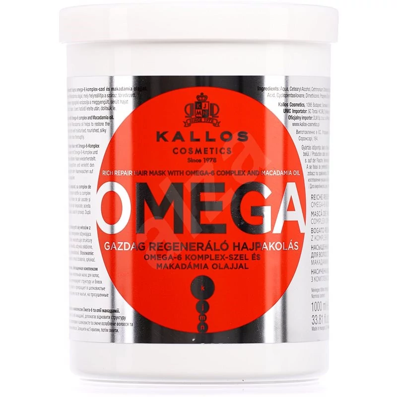 Kallos KJMN Omega gazdag regeneráló  Hajpakolás 1000ml