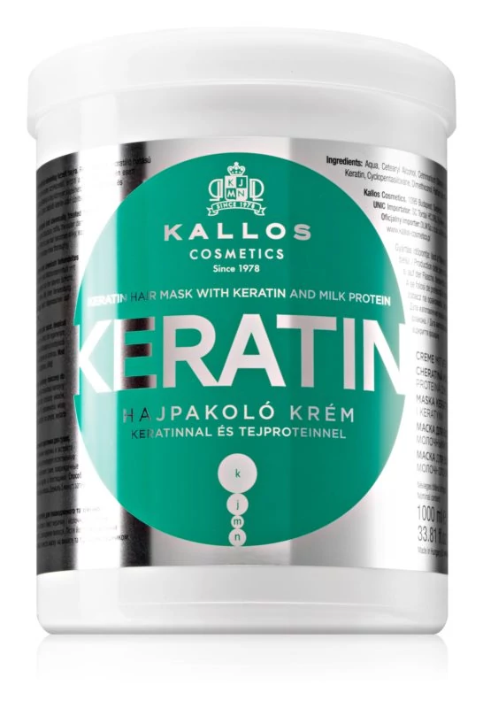 Kallos KJMN Keratin hajpakolás töredezett, kémiailag kezelt hajra 1000ml