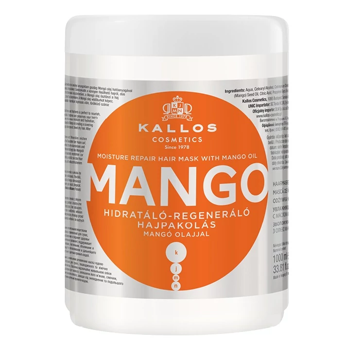 Kallos KJMN Mangó hidratáló regeneráló  hajpakolás 1000ml