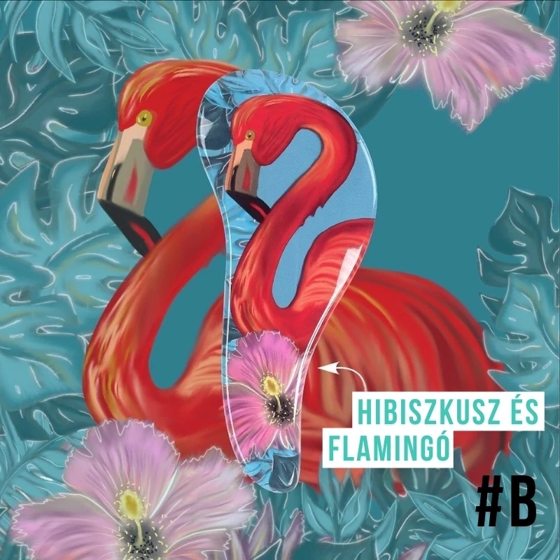 Sibel flamingó mintás bontókefe - Hibiszkusz kollekció #B